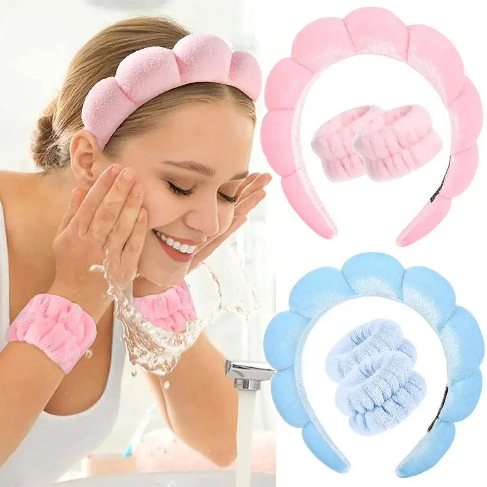 Face Washing Headband and Wristband Set