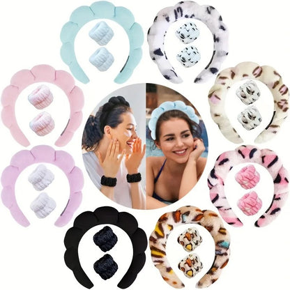 Face Washing Headband and Wristband Set