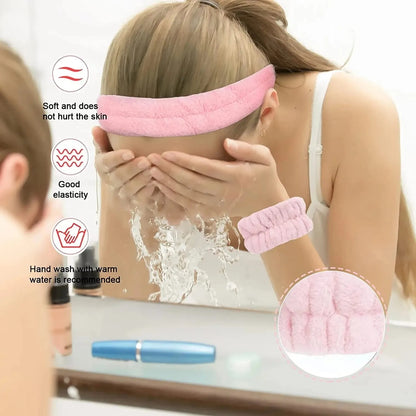 Face Washing Headband and Wristband Set