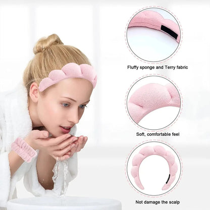 Face Washing Headband and Wristband Set